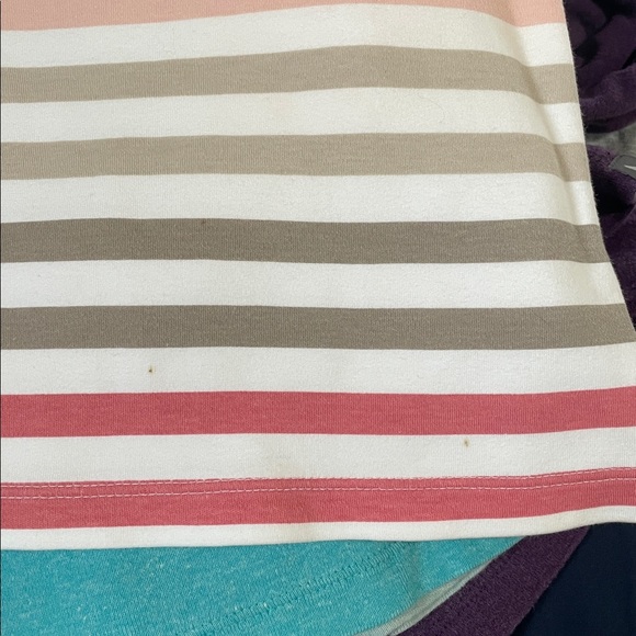 Croft & Barrow Striped Cotton Tee | Neutral Pink Tan White | Size M - Picture 6 of 6